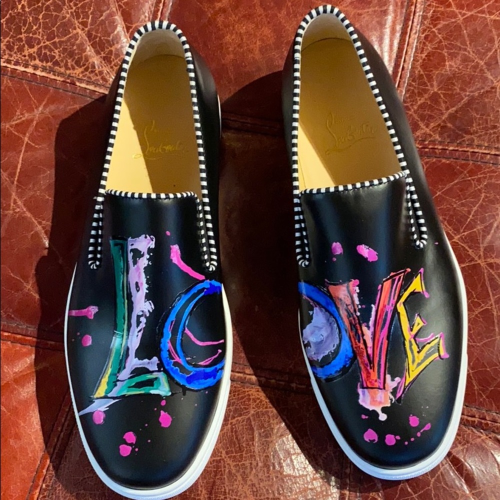 Christian Louboutin Love Slip On Leather Sneakers
